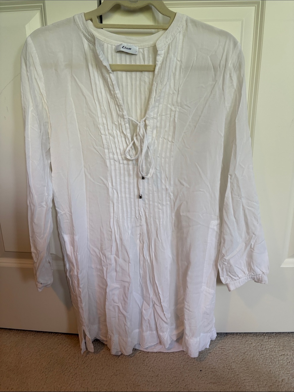 Etam White Long-Sleeve Swim Coverup Tunic